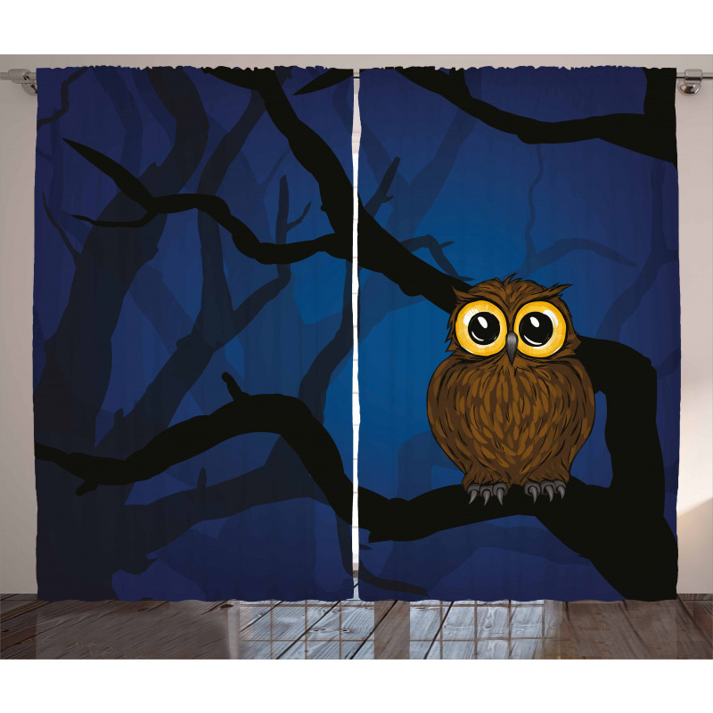 Owl on Tree Branch Curtain