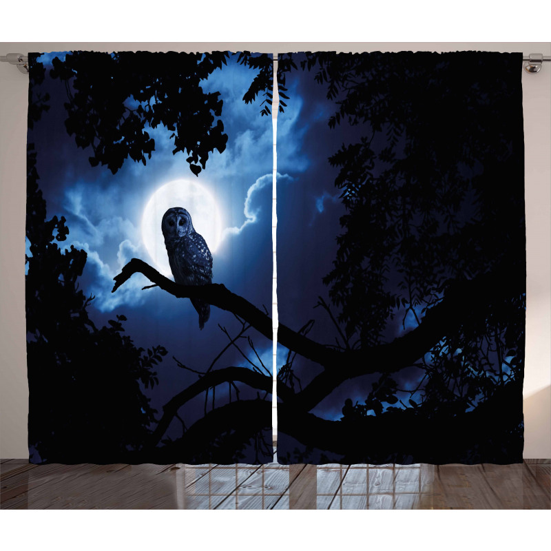 Quite Woodland Full Moon Curtain