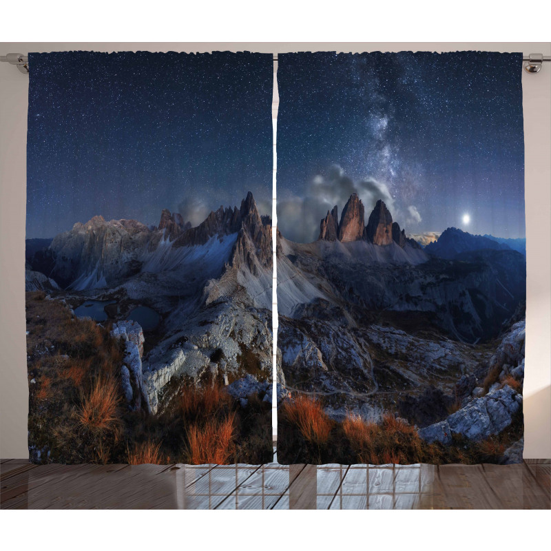 Italy Mountains Milky Way Curtain