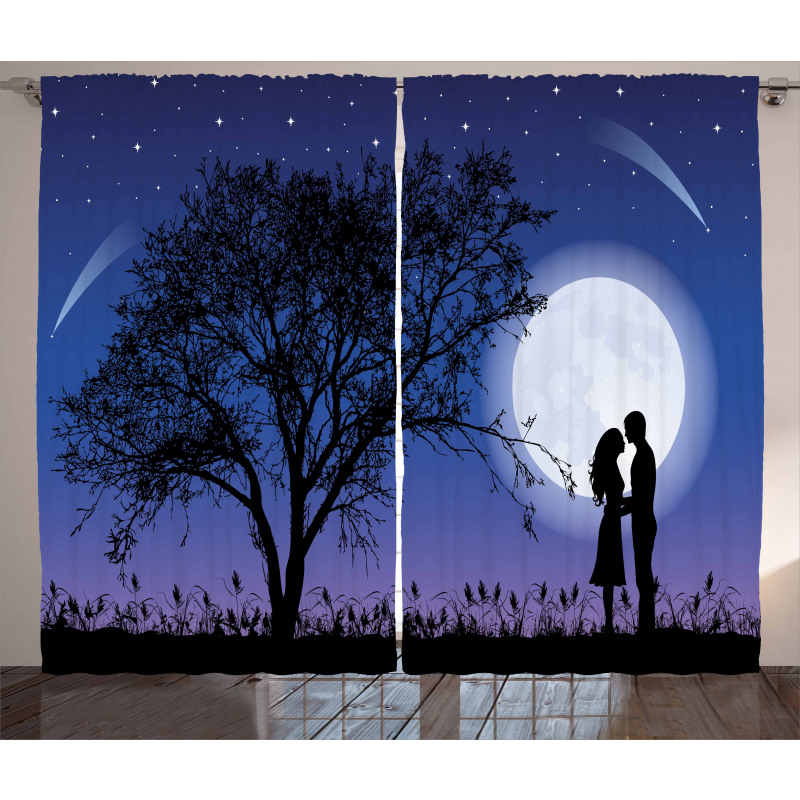 Romantic Man Woman Hug Curtain