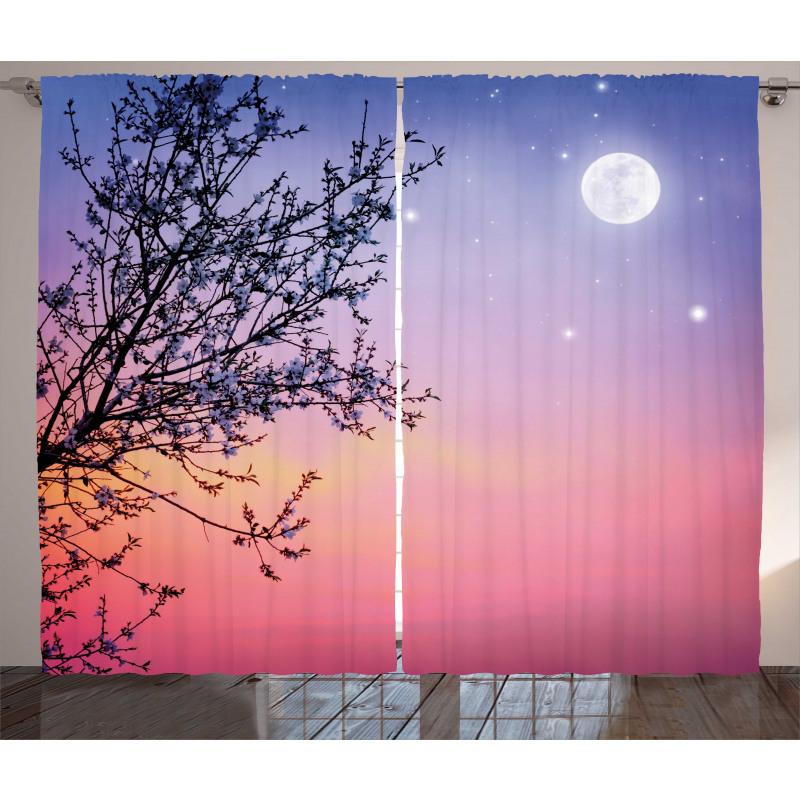 Dreamy Sky Spring Tree Curtain