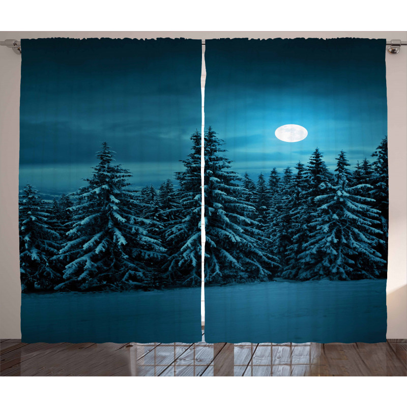 Tranquil Snowy Woodland Curtain