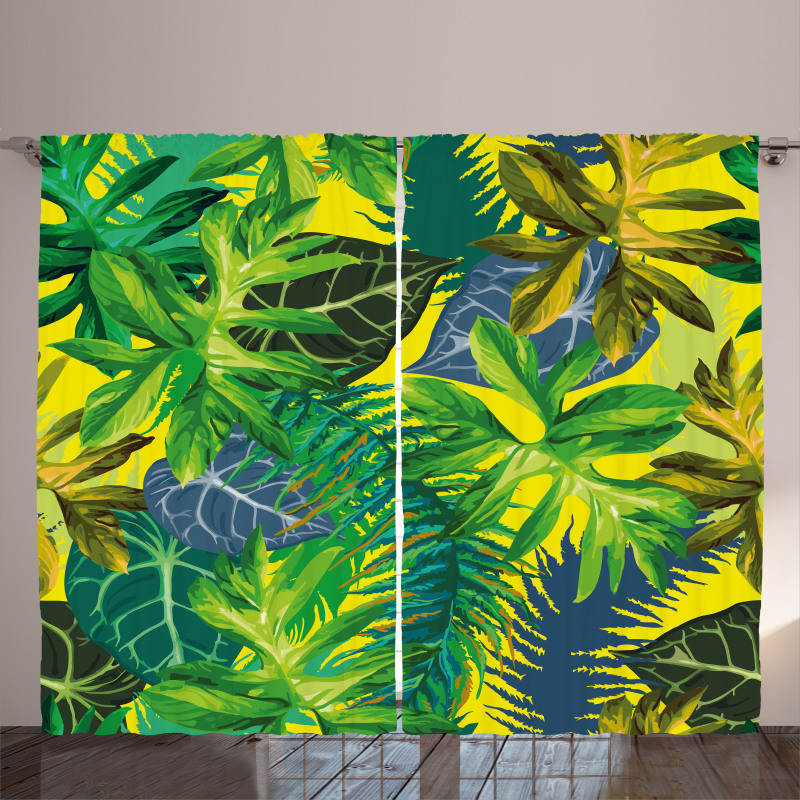 Exotic Leaves Watercolor Curtain