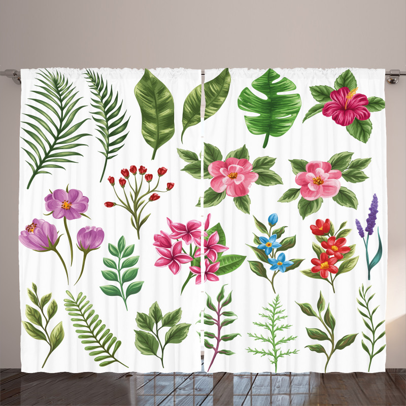 Exotic Flowers and Ferns Curtain