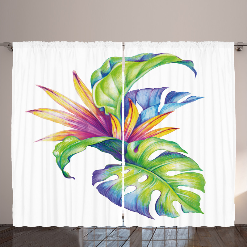 Abstract Colored Leaves Curtain