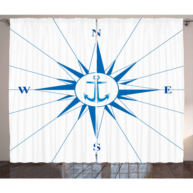 Blue Windrose Anchor Curtain