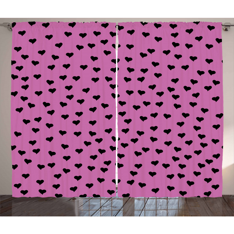 Black Hearts Romantic Curtain