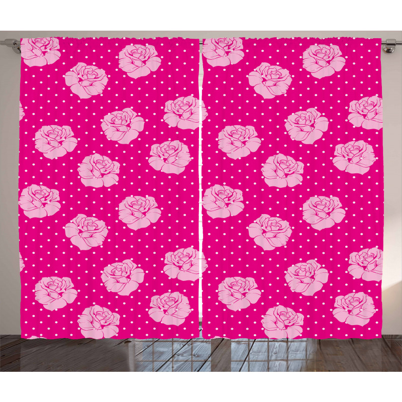 Vintage Roses Love Dot Curtain