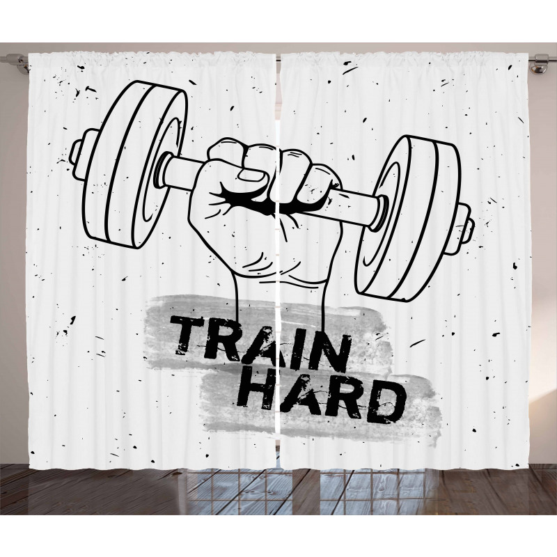 Dumbbell Hand Sketch Curtain