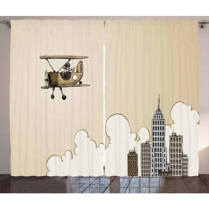 Cartoon Plane Curtain