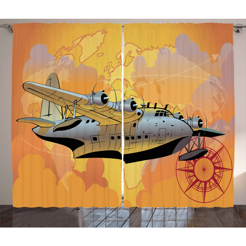 Retro Seaplane Curtain