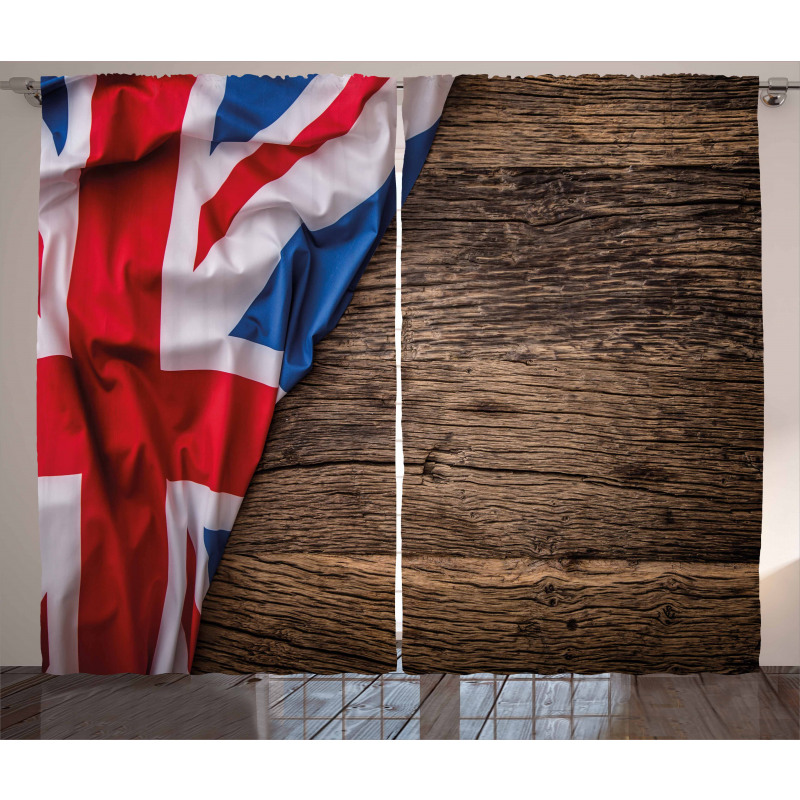 Flag on Oak Board Curtain