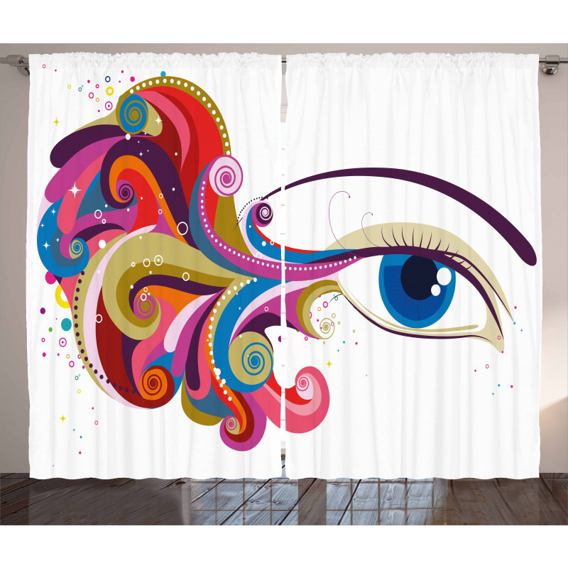 Woman's Eye Colorful Art Curtain