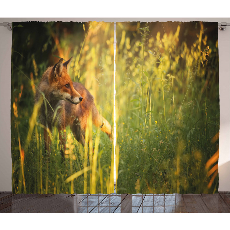 Vixen Mammal Summer Forest Curtain