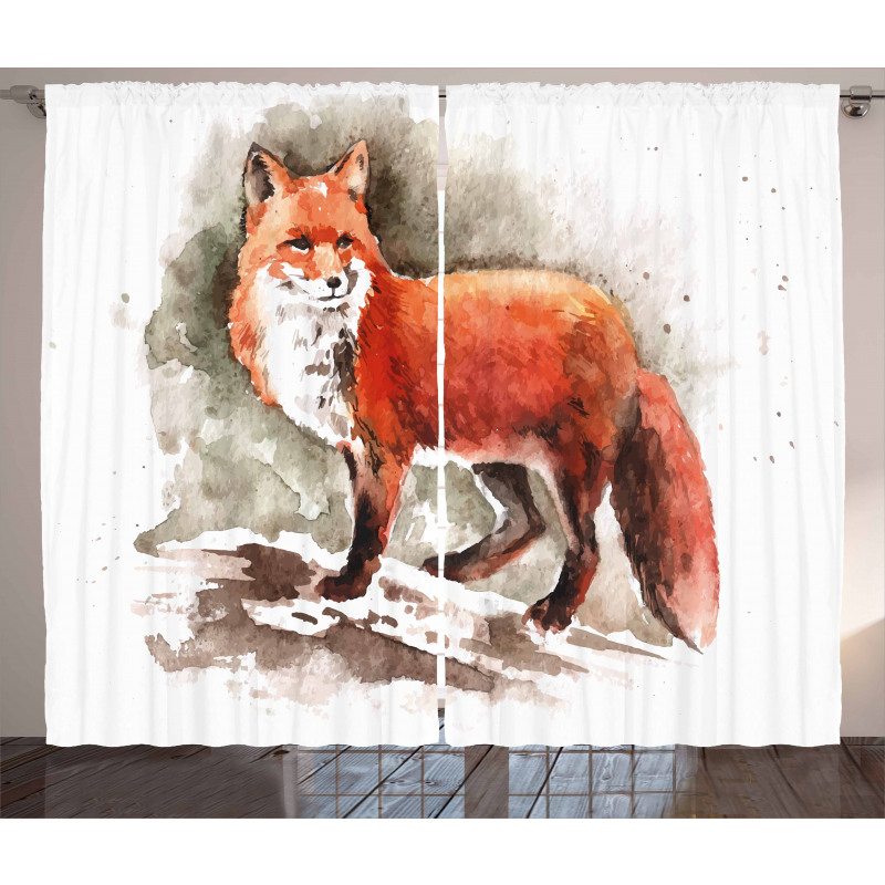 Watercolor Bushy Tail Tod Curtain