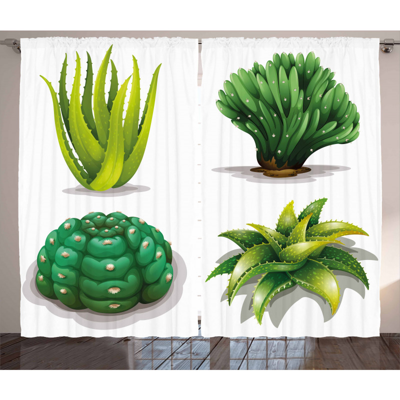 Aloe Vera Plants Cacti Curtain