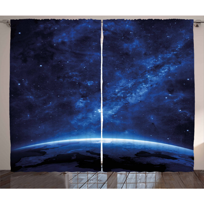 Earth View Cosmic Night Curtain