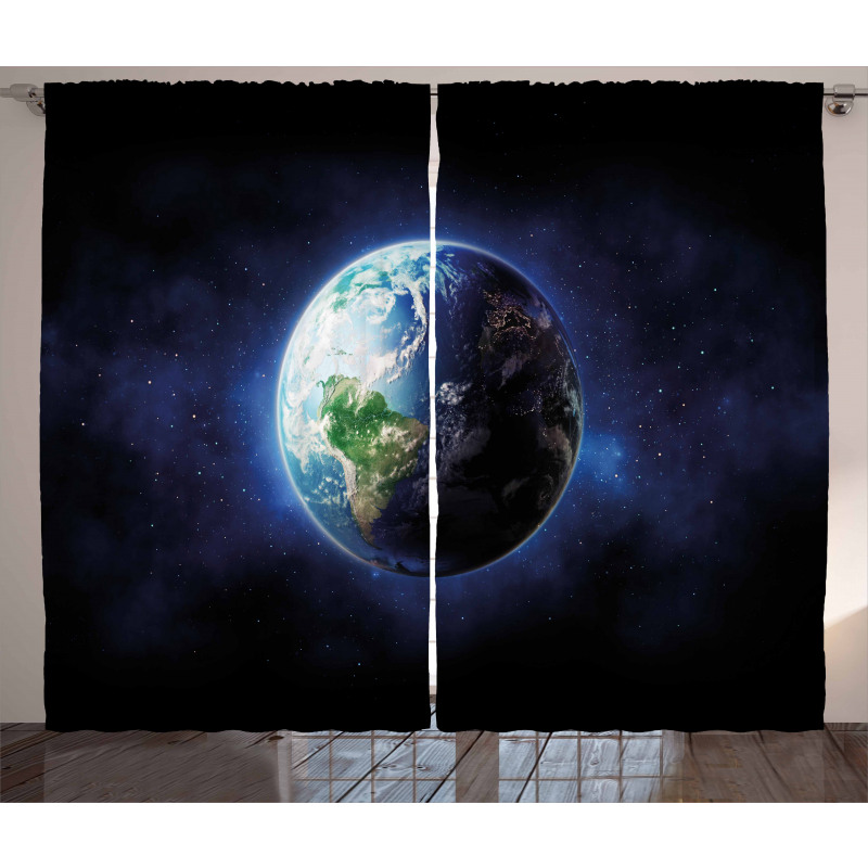 Calm Starry Outer Space Curtain
