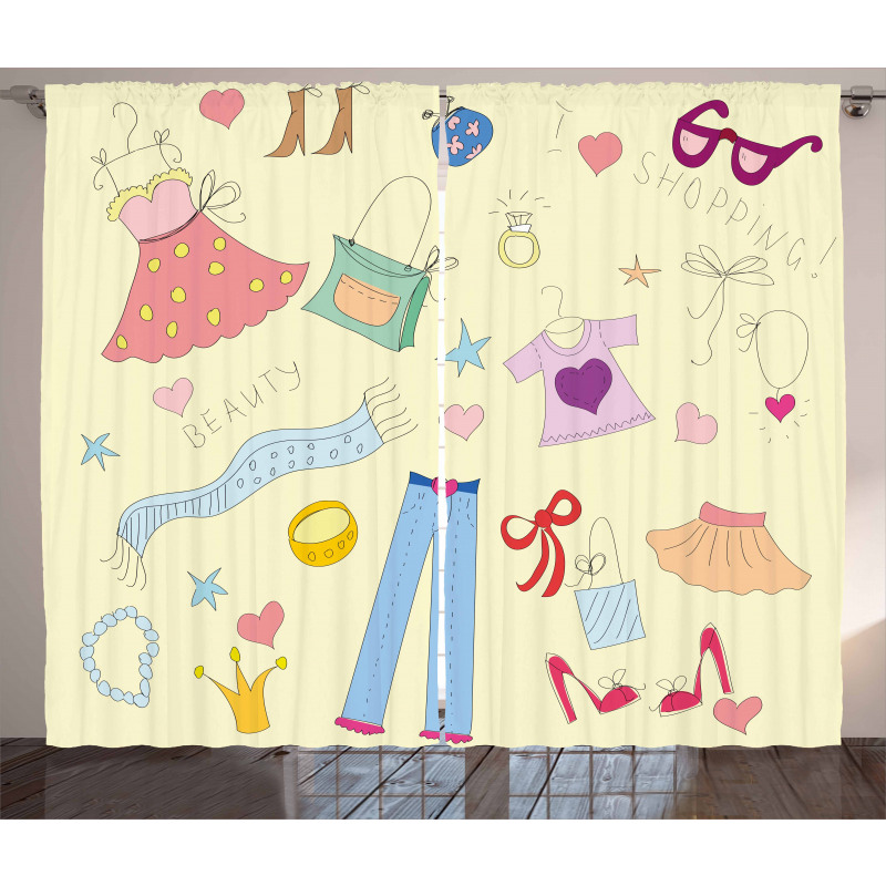 Doodle Items Curtain