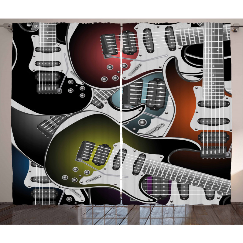 Colorful Guitars Curtain