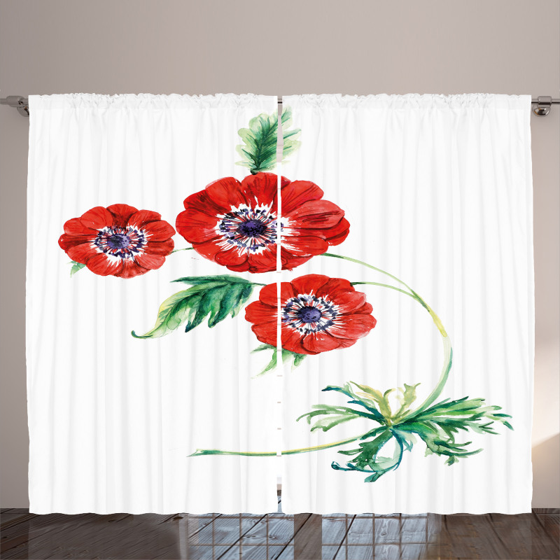 Red Watercolors Curtain