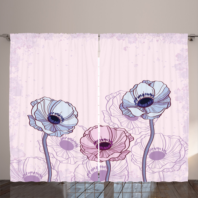 Retro Buds Field Curtain