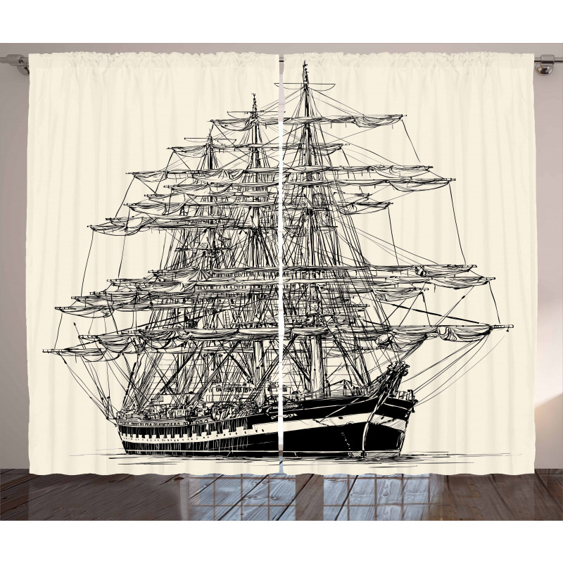 Sail Boat Vintage Curtain