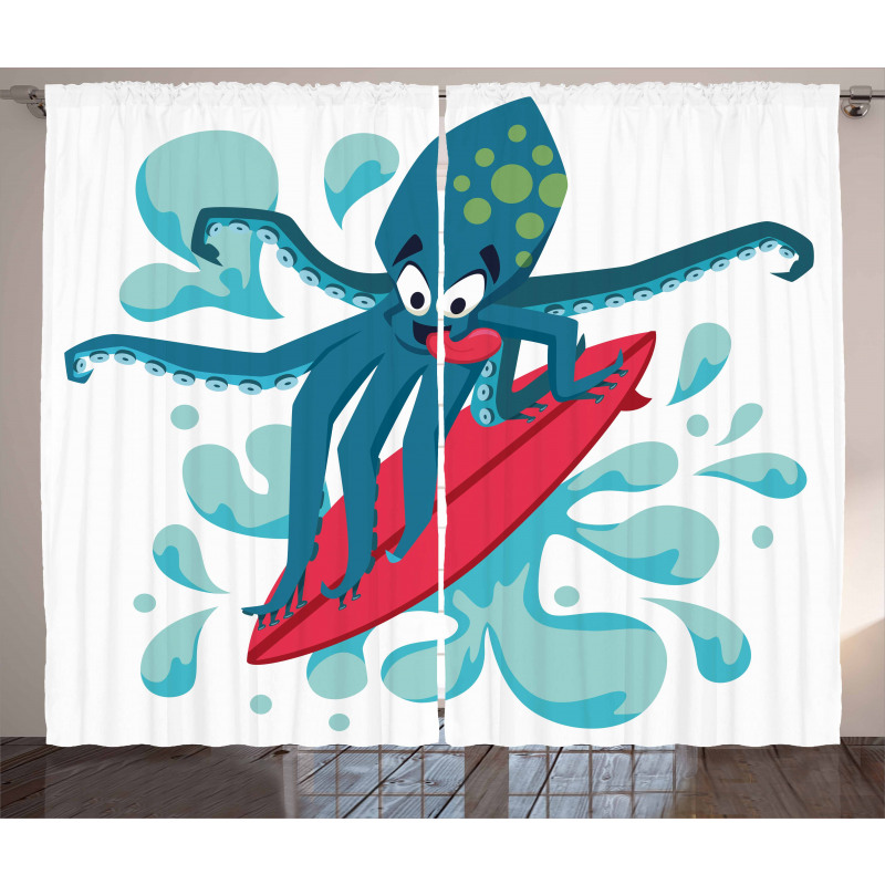 Surfer Octopus Curtain