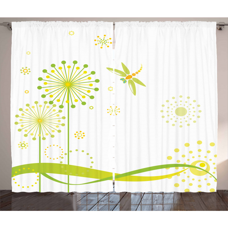 Spring Dandelion Art Curtain