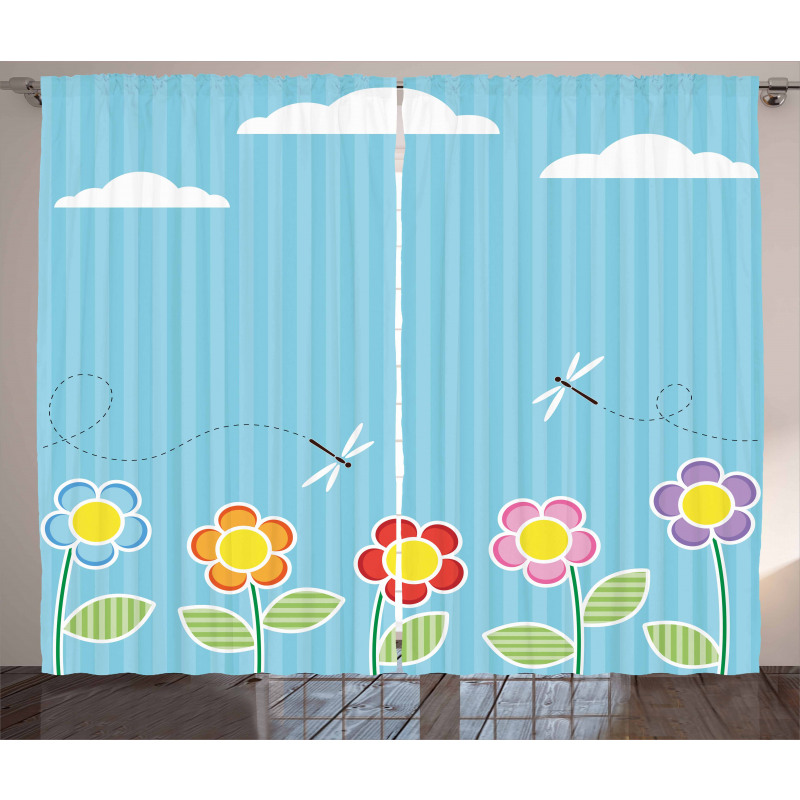 Daisy Bloom Cartoon Curtain