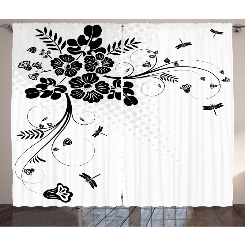 Fern Plants Floral Curtain