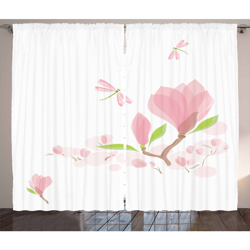 Soft Magnolia Leaves Curtain