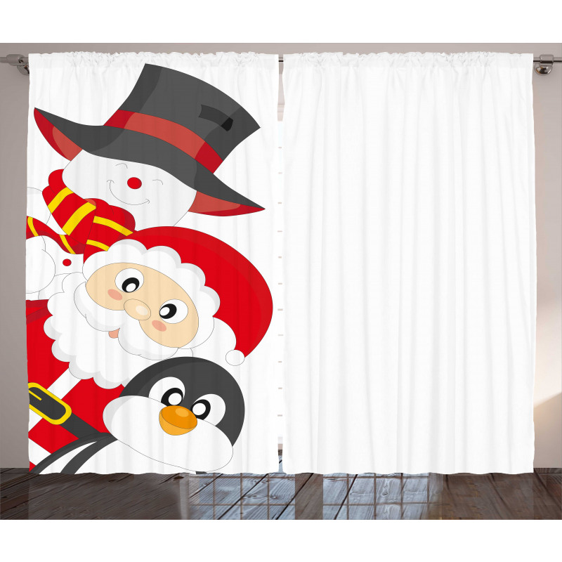 Happy Santa Penguin Curtain
