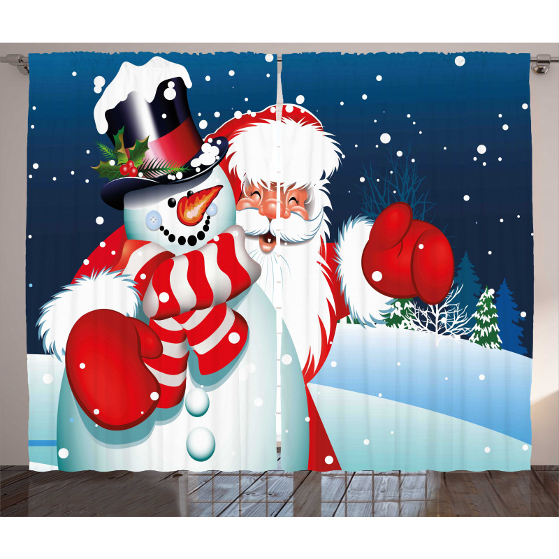 Santa Snowman Hug Curtain
