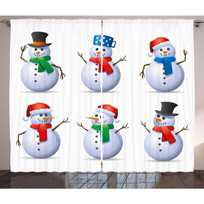 Snowmen with Hats Curtain
