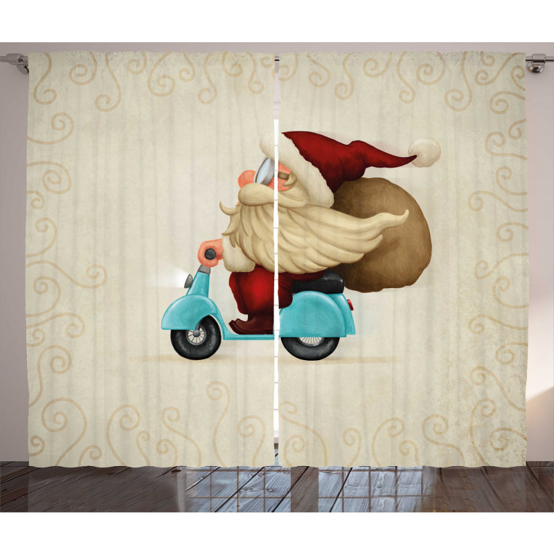 Santa on Motorcycle Curtain