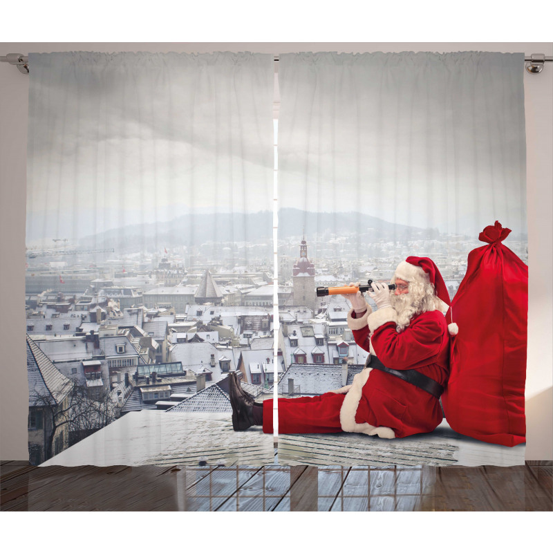 Santa on the Roof Curtain