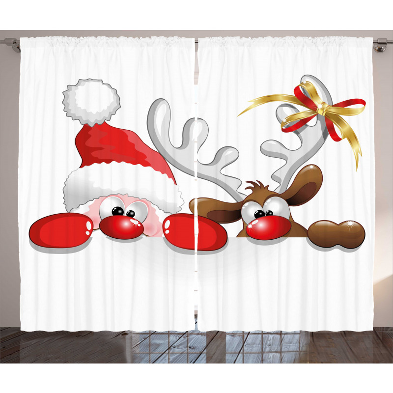 Funny Santa Reindeer Curtain