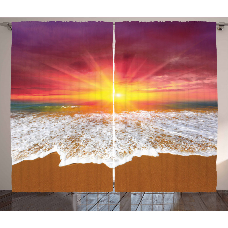 Vivid Coastal Scenery Curtain