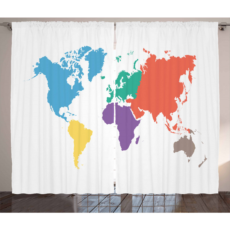 World Global Continents Curtain