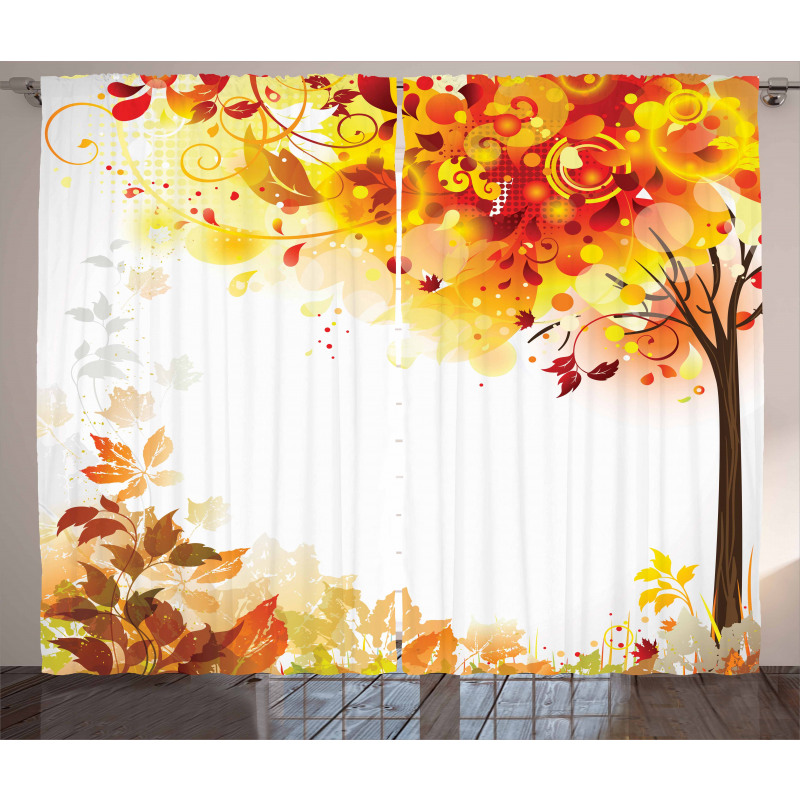 Abstract Fall Season Tree Curtain