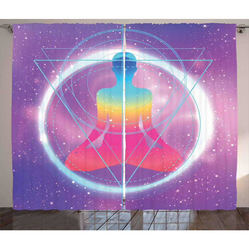 Human Meditation Galaxy Curtain