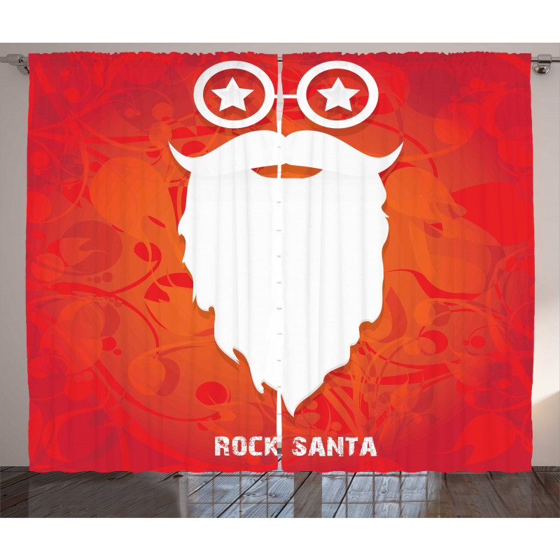 Rock Santa Claus Xmas Curtain