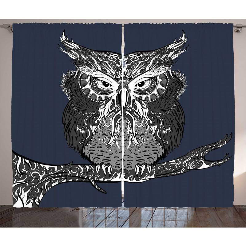 Owl Vintage Ornaments Curtain