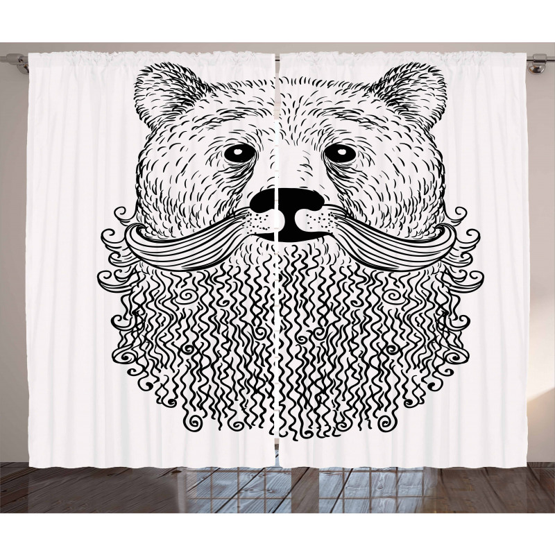 Doodle Bear with Beard Curtain