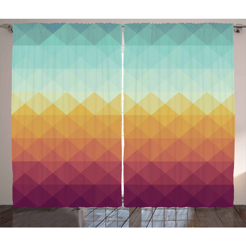 Abstract Checkered Pastel Curtain