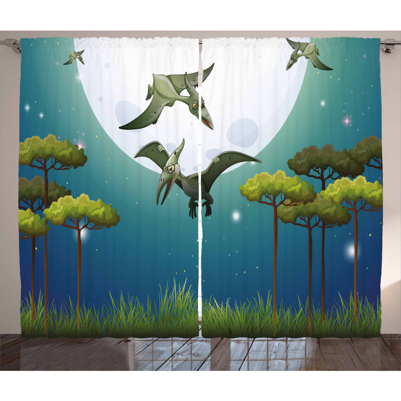 Flying Cartoon Animals Curtain