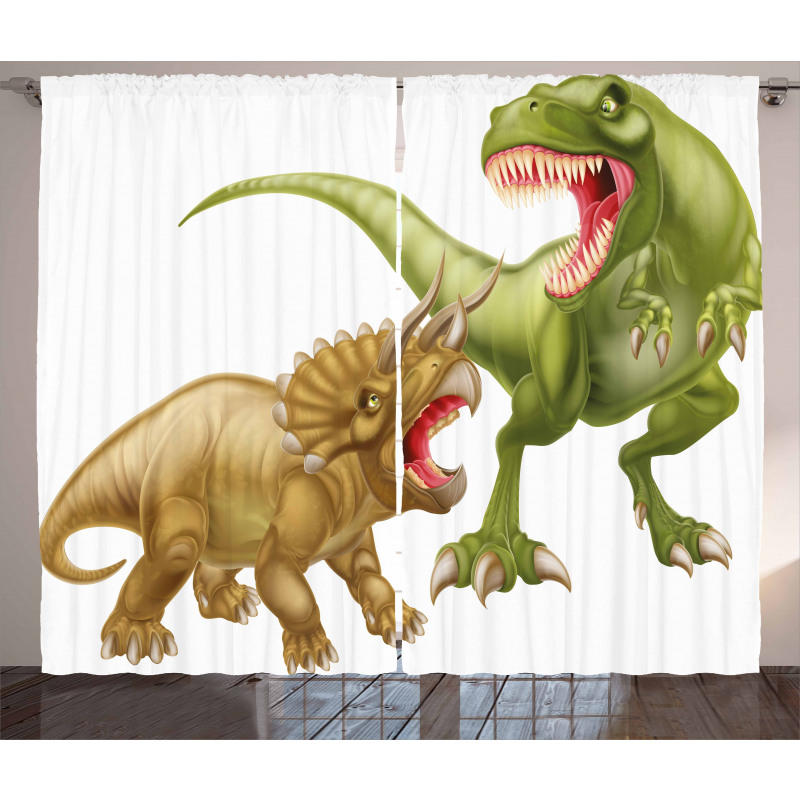 2 Dinosaurs Pattern Curtain
