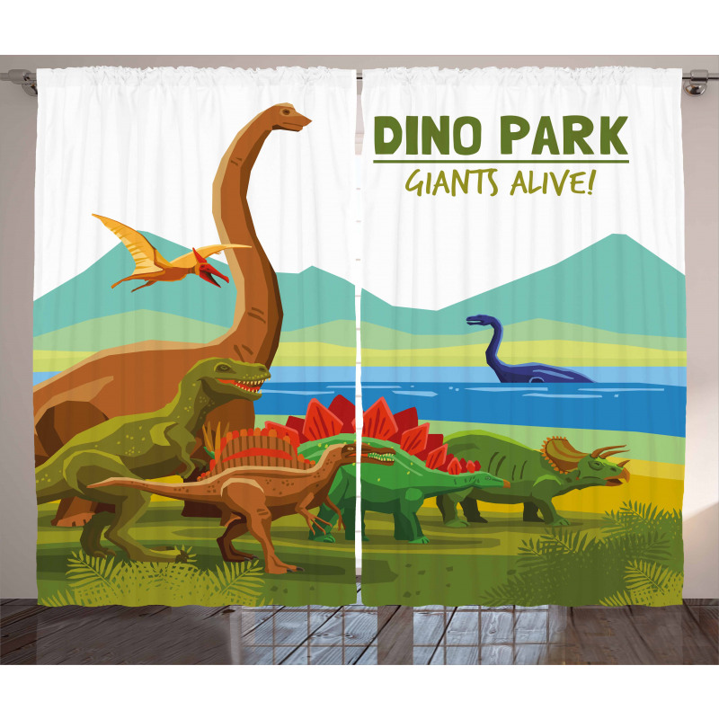 Dino Park Alive Theme Curtain