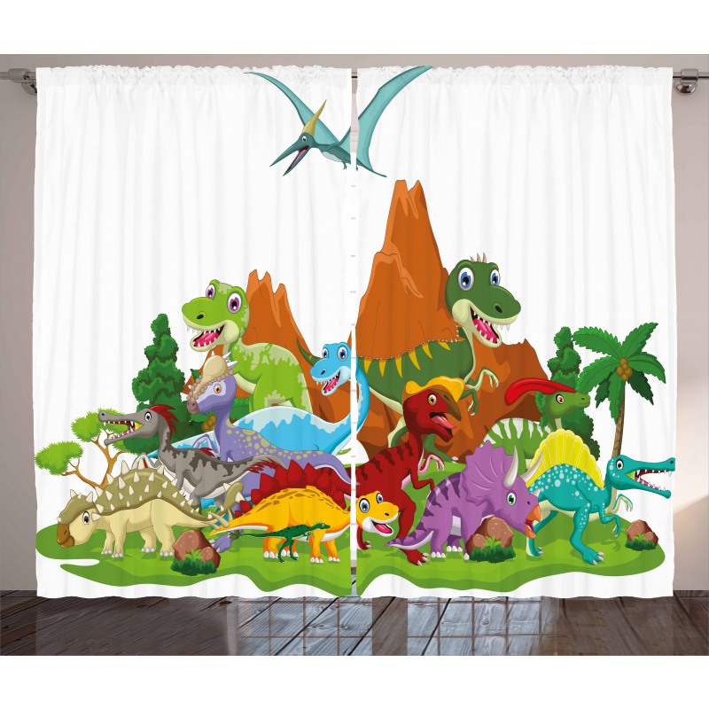 Funny Creatures Trees Curtain